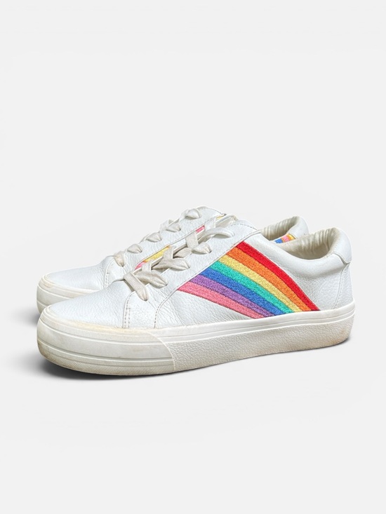 Gianni Bini Shoes - Gianni Bini "Day Dreamin" Rainbow White Leather Sneaker in White Sz 6 1/2